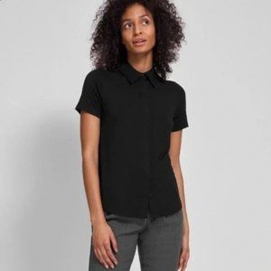 Universal Standard Ro Short Sleeve Knit Shirt in Black Button Front Top Sz 10-12